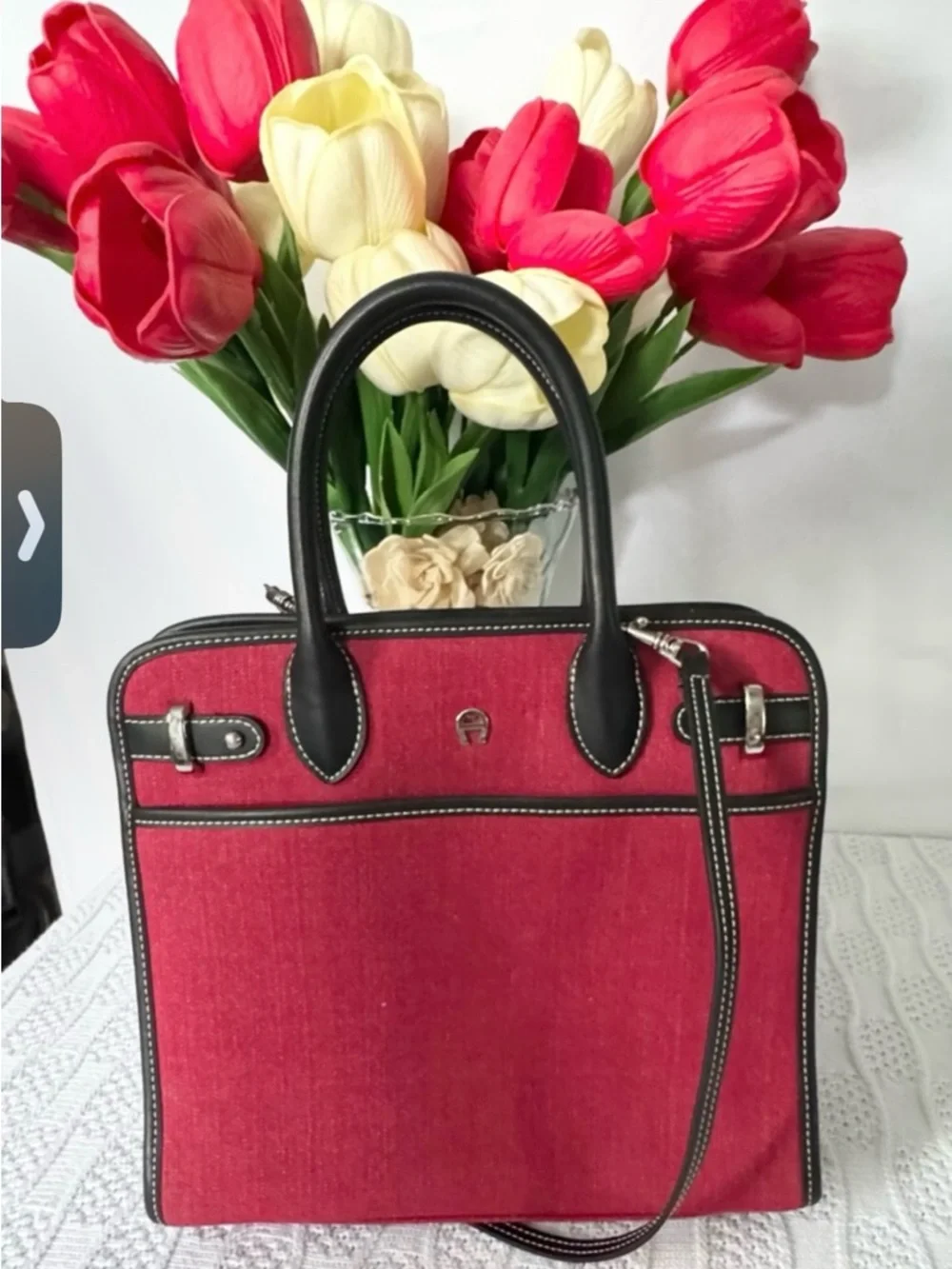 Etienne Aigner like new red medium satchel crossbody